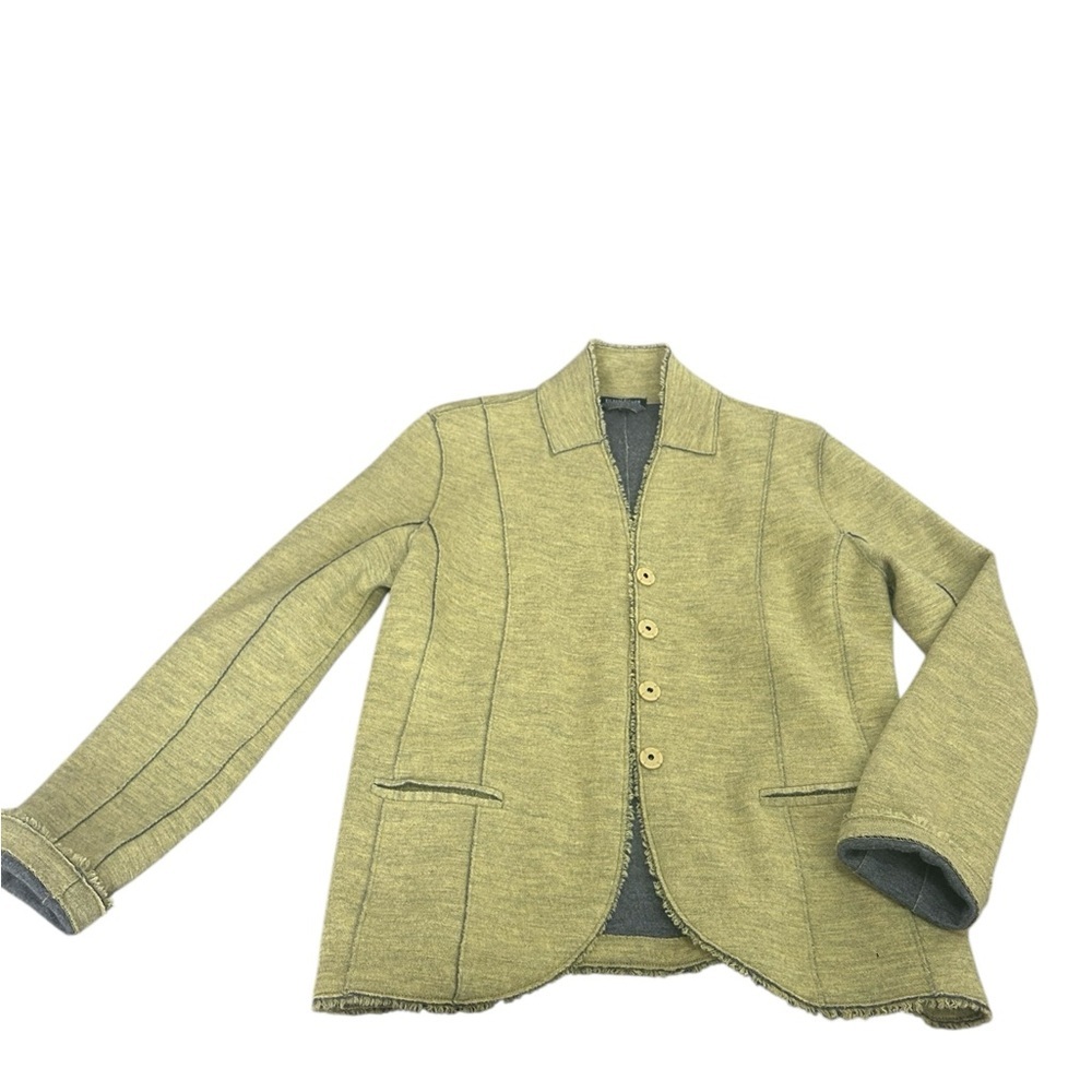 Eileen Fisher Merino Wool Blazer with Fringe Detail, size medium